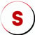 red color of alphabet S white background color into a round shape